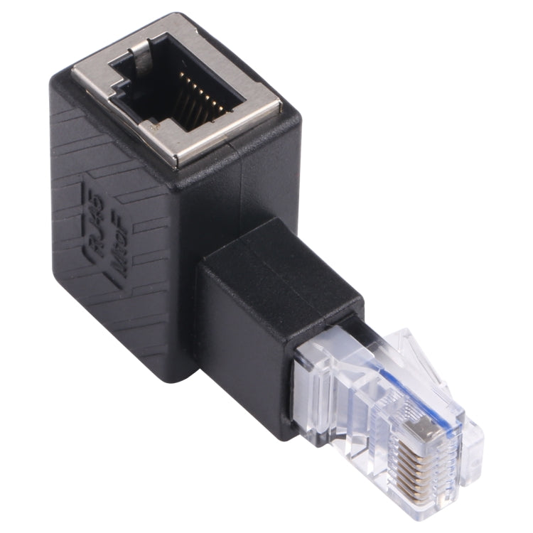 Bộ chuyển đổi RJ45 đực sang cái, bộ nối dài góc 90 độ cho cáp mạng LAN Cat5 Cat6 Ethernet, góc phải 90 độ