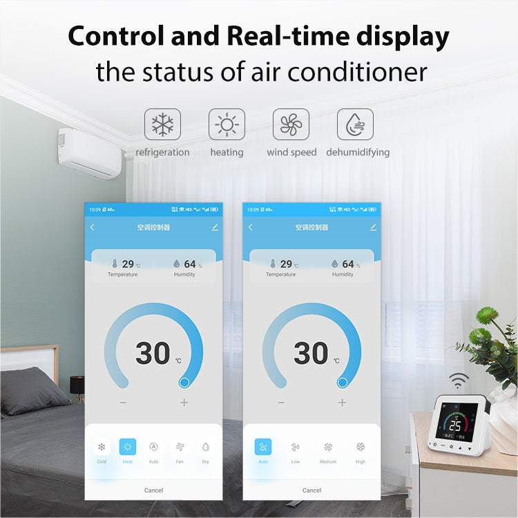 Bộ điều khiển điều hòa không khí thông minh màn hình màu hồng ngoại WiFi NEO NAS-RT01W