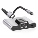 Bộ chuyển đổi 3 trong 1 NK-1056Pro 8 Pin + USB-C / Type-C đực sang 8 Pin sạc + Ethernet + tai nghe 3.5mm cái, NK-1056Pro