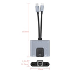 Bộ chuyển đổi 3 trong 1 NK-1056Pro 8 Pin + USB-C / Type-C đực sang 8 Pin sạc + Ethernet + tai nghe 3.5mm cái, NK-1056Pro