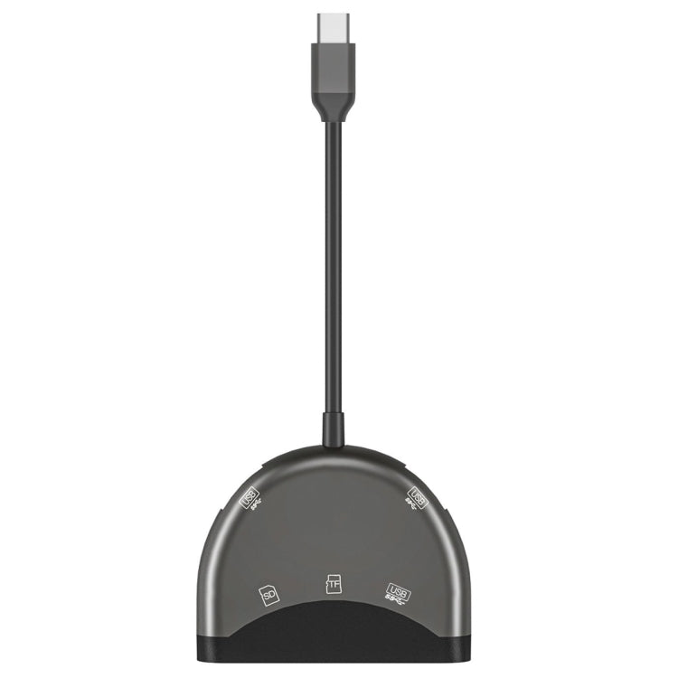 Bộ chuyển đổi 5 trong 1 NK-3039 USB-C / Type-C đực sang khe thẻ TF / SD + 3 USB cái, NK-3039