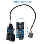 Bảng mạch chia tách Rocketek HC427 HUB USB2.0 9 chân một thành hai