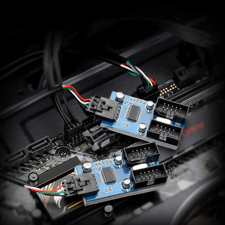 Bảng mạch chia tách Rocketek HC427 HUB USB2.0 9 chân một thành hai