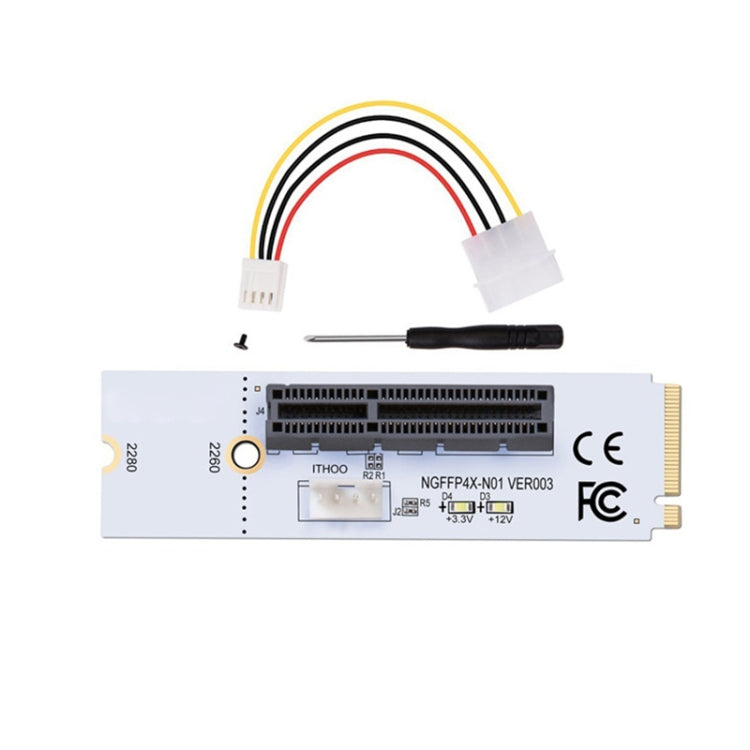 Bộ chuyển đổi khe cắm khai thác card đồ họa NGFF M.2 Key M sang PCI-E 1X / 4X / 8X / 16X với LED & cáp nguồn 4 chân, VER003 kèm cáp nguồn 4 chân