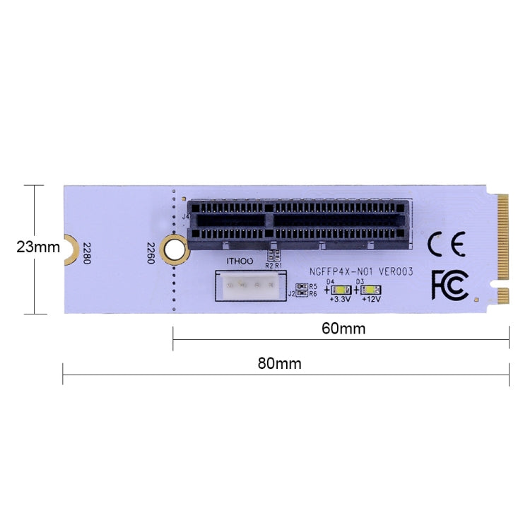 Bộ chuyển đổi khe cắm khai thác card đồ họa NGFF M.2 Key M sang PCI-E 1X / 4X / 8X / 16X với LED & cáp nguồn 4 chân, VER003 kèm cáp nguồn 4 chân