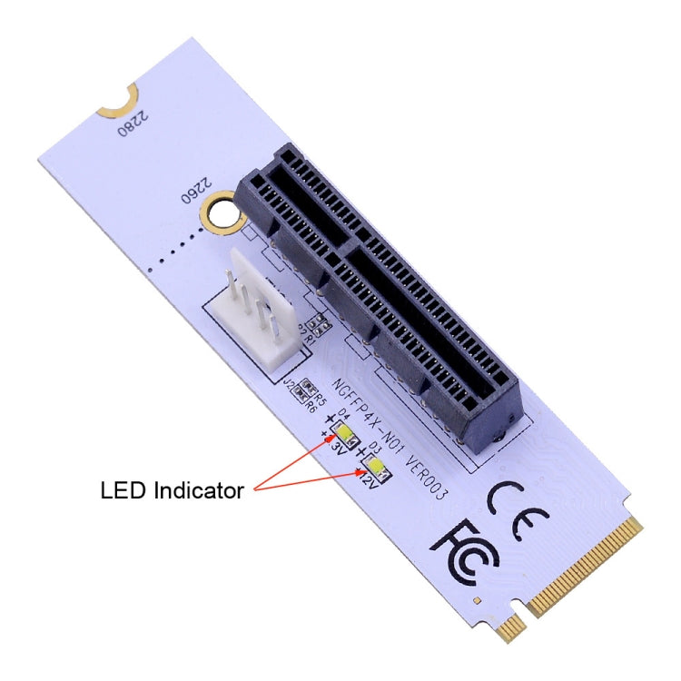 Bộ chuyển đổi khe cắm khai thác card đồ họa NGFF M.2 Key M sang PCI-E 1X / 4X / 8X / 16X với LED & cáp nguồn 4 chân, VER003 kèm cáp nguồn 4 chân