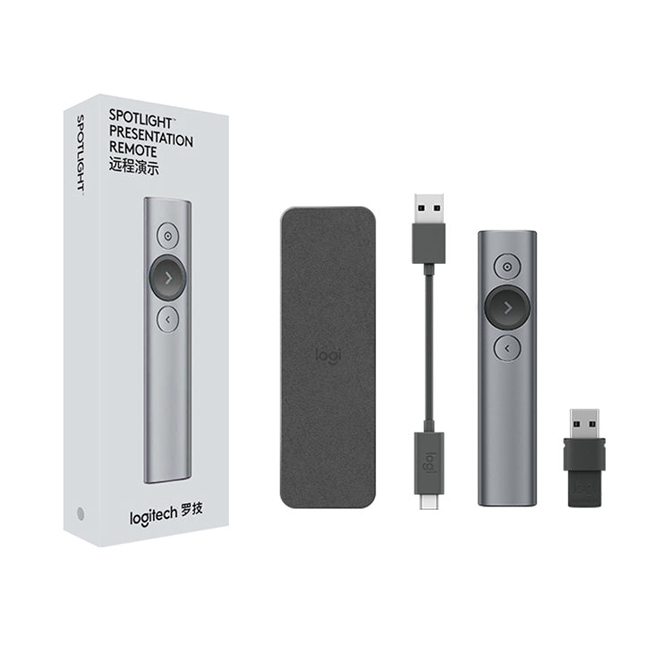 Logitech Spotlight Điều khiển từ xa trình chiếu PPT không dây USB 2.4Ghz Bút lật trang, Spotlight (Xám), Spotlight (Vàng)