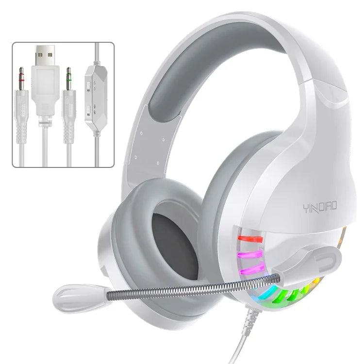 Tai nghe chơi game có dây chụp tai YINDIAO Q2, có mic, phiên bản: Dual 3.5mm + USB, Q2 Dual 3.5mm + USB (Trắng)