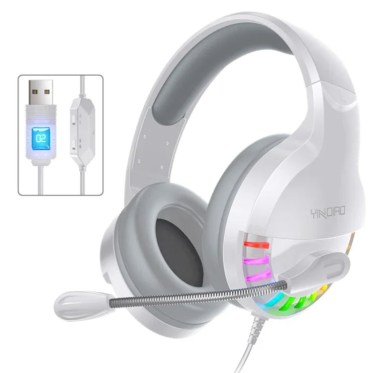 Tai nghe chơi game có dây chụp tai YINDIAO Q2, có mic, phiên bản: thẻ âm thanh USB đơn, Q2 thẻ âm thanh USB đơn (Trắng)