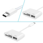 Đầu đọc camera 3 trong 1 USB-C / Type-C đực sang SD + TF + USB cái, NK103TC