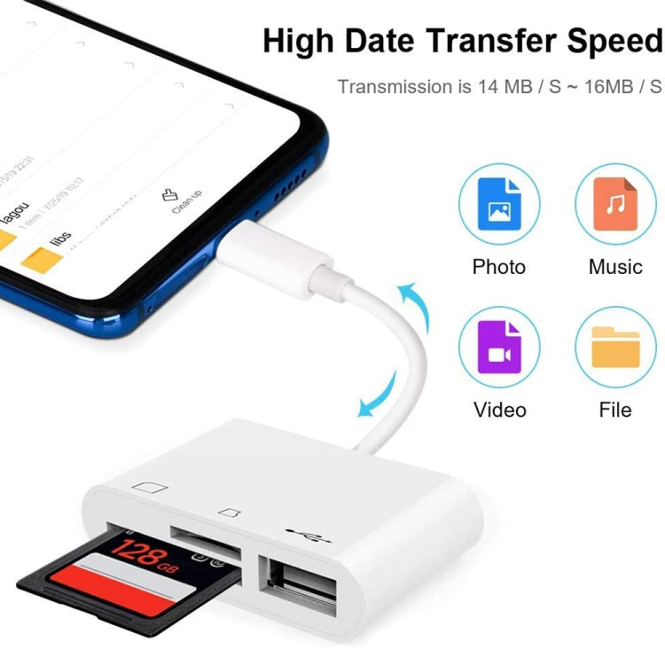 Đầu đọc camera 3 trong 1 USB-C / Type-C đực sang SD + TF + USB cái, NK103TC