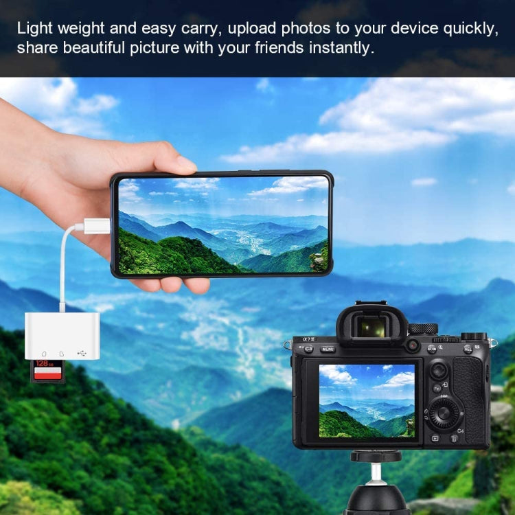 Đầu đọc camera 3 trong 1 USB-C / Type-C đực sang SD + TF + USB cái, NK103TC