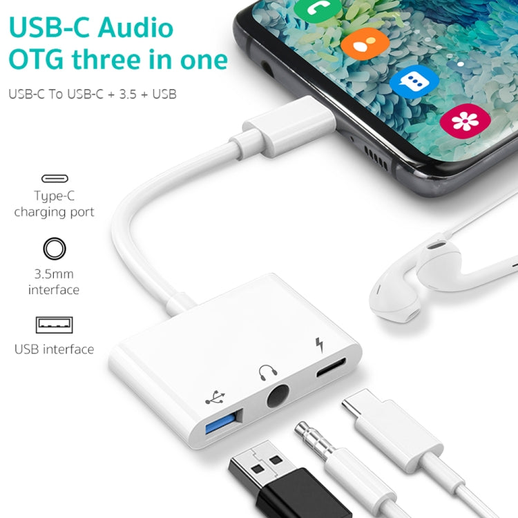 Bộ chuyển đổi OTG 3 trong 1 USB-C / Type-C đực sang Type-C + USB + 3.5mm cái