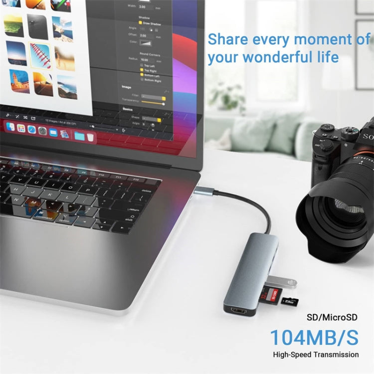 Bộ chuyển đổi HUB USB-C / Type-C sang USB 7 trong 1, 7 trong 1