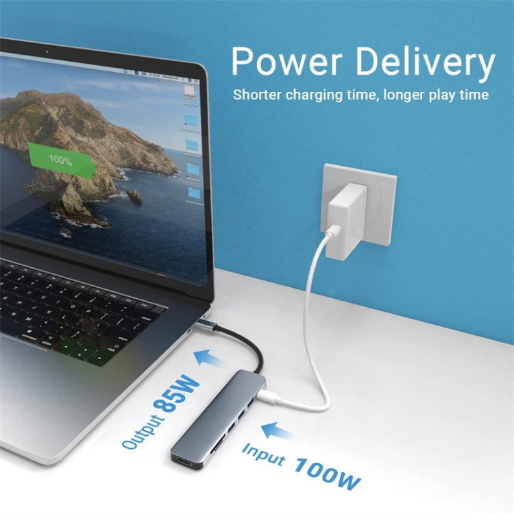Bộ chuyển đổi HUB USB-C / Type-C sang USB 7 trong 1, 7 trong 1