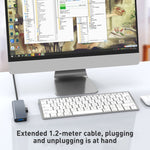 Bộ chuyển đổi HUB USB 4 trong 1 sang USB3.0x4, chiều dài cáp: 1,2m, BYL-2013U3 12cm