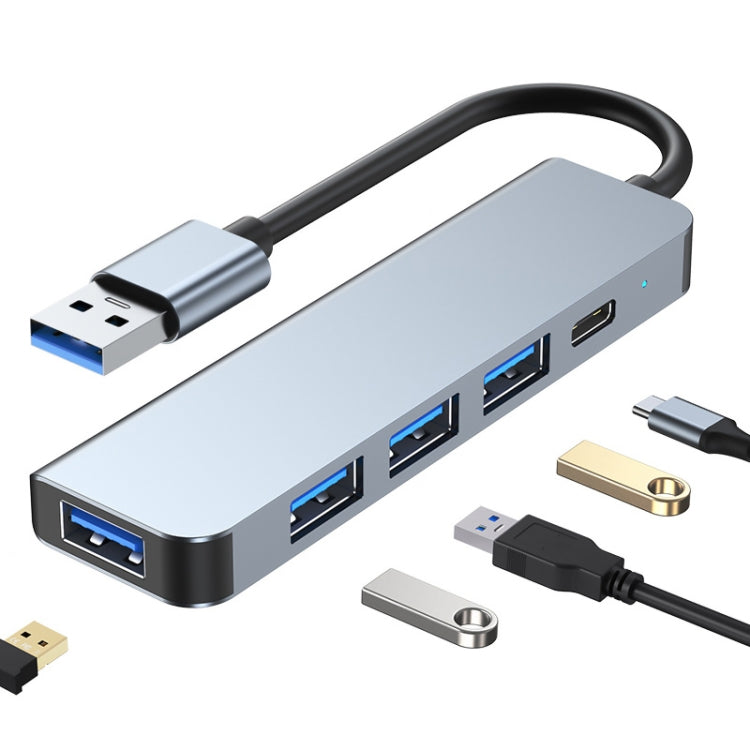 Bộ chuyển đổi HUB USB 5 trong 1 sang USB3.0+USB2.0x3+USB-C / Type-C, chiều dài cáp: 10cm, BYL-2301U