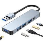 Bộ chuyển đổi HUB USB 5 trong 1 sang USB3.0+USB2.0x3+USB-C / Type-C, chiều dài cáp: 10cm, BYL-2301U