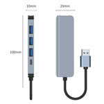Bộ chuyển đổi HUB USB 5 trong 1 sang USB3.0+USB2.0x3+USB-C / Type-C, chiều dài cáp: 10cm, BYL-2301U