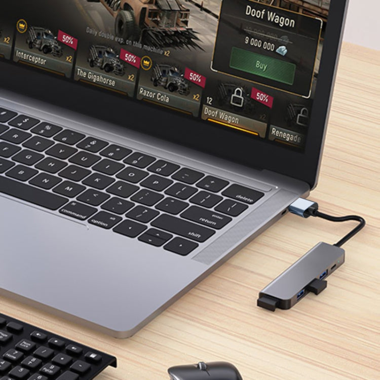 Bộ chuyển đổi HUB USB 5 trong 1 sang USB3.0+USB2.0x3+USB-C / Type-C, chiều dài cáp: 10cm, BYL-2301U