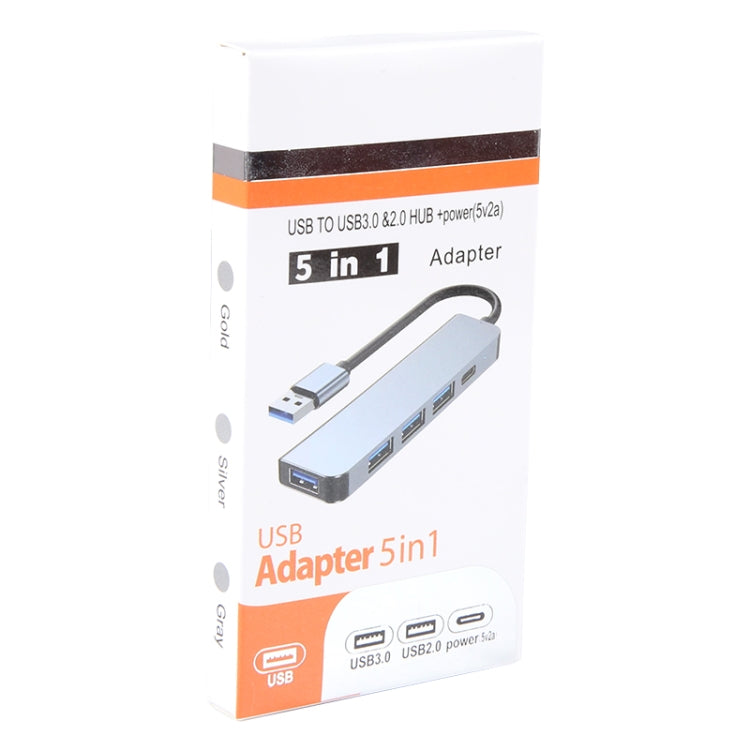 Bộ chuyển đổi HUB USB 5 trong 1 sang USB3.0+USB2.0x3+USB-C / Type-C, chiều dài cáp: 10cm, BYL-2301U