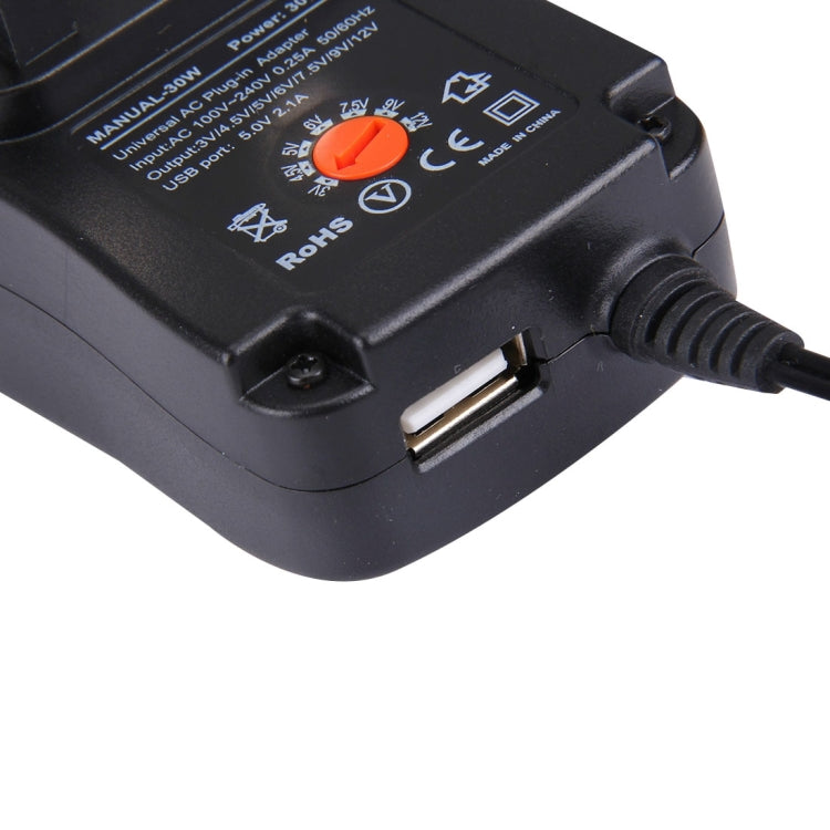 Bộ chuyển đổi nguồn cắm tường 30W chuẩn UK với cổng USB 5V 2.1A, đầu tip: 8 cái, chiều dài cáp: khoảng 1.2m, chuẩn cắm UK