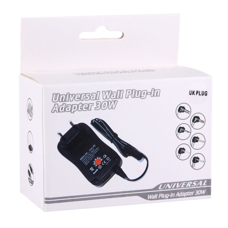 Bộ chuyển đổi nguồn cắm tường 30W chuẩn UK với cổng USB 5V 2.1A, đầu tip: 8 cái, chiều dài cáp: khoảng 1.2m, chuẩn cắm UK