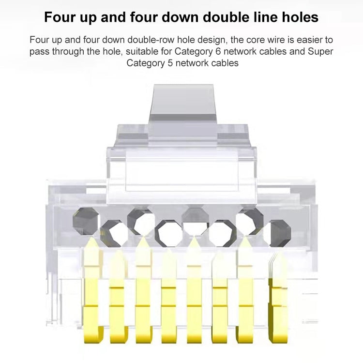 100 Cái / Gói Đầu Nối Cat5e RJ45 Không Chắn Băng Qua Modular Plug, Mạ Vàng: 3u, Cat5e Không Chắn Băng Qua