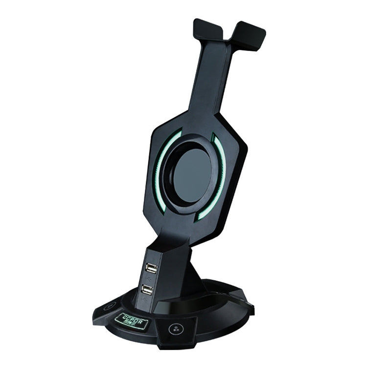 Giá đỡ tai nghe hình Mecha phát sáng tích hợp R-008-02 với 2 cổng USB và công tắc máy tính