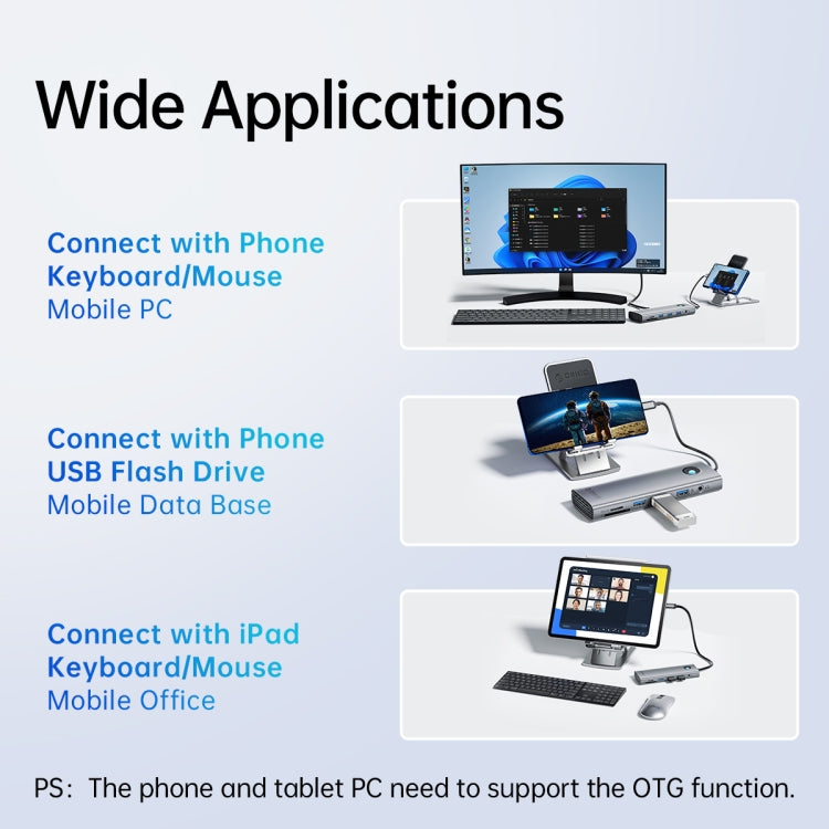 Dock đa chức năng ORICO PW11-8PC Type-C / USB-C 8 trong 1 tốc độ 5Gbps, PW11-8PC