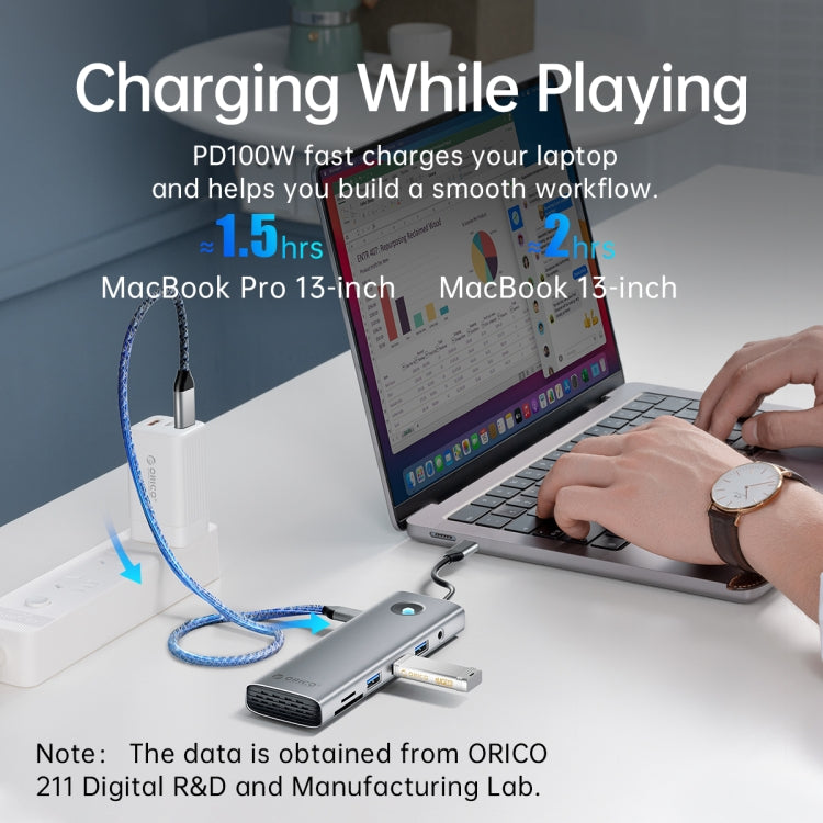Dock đa chức năng ORICO PW11-8PC Type-C / USB-C 8 trong 1 tốc độ 5Gbps, PW11-8PC