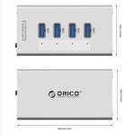 Bộ chia USB 3.0 4 cổng ORICO A3H4 nhôm tốc độ cao với nguồn 12V/2.5A cho laptop, 4 cổng (Bạc)