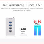 Bộ chia USB 3.0 4 cổng ORICO A3H4 nhôm tốc độ cao với nguồn 12V/2.5A cho laptop, 4 cổng (Bạc)