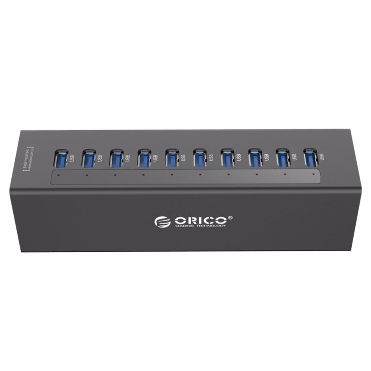 ORICO A3H10 Bộ chia USB 3.0 10 cổng bằng nhôm tốc độ cao với bộ nguồn cho laptop, 10 cổng (Bạc), 10 cổng (Đen)