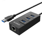 ORICO HR01-U3 Bộ chia USB3.0 3 cổng bằng nhựa ABS với card mạng Ethernet Gigabit RJ45 ngoài 5 Gbps cho laptop / máy tính để bàn / Ultrabook, v.v.