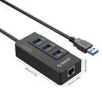 ORICO HR01-U3 Bộ chia USB3.0 3 cổng bằng nhựa ABS với card mạng Ethernet Gigabit RJ45 ngoài 5 Gbps cho laptop / máy tính để bàn / Ultrabook, v.v.