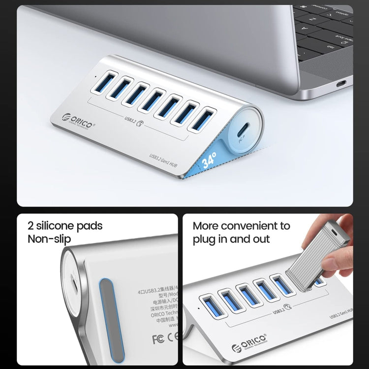 ORICO M3U7 Bộ chia USB 3.2 Gen1 7 cổng hợp kim nhôm 5Gbps với cáp dài 1m, M3U7 1m