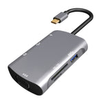 Đế kết nối đa chức năng V217E 7 trong 1 Type C / USB-C sang PD + HDMI + VGA + USB3.0 + UB2.0 + SD / TF, Type-C / USB-C HUB, PD+HDMI+VGA+USB3.0+UB2.0+SD / TF