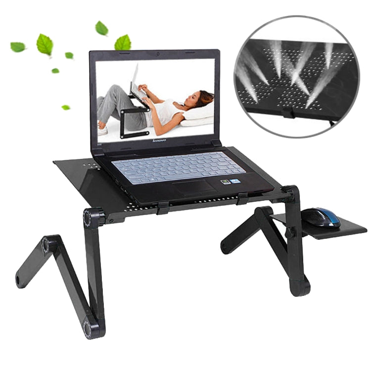 Giá đỡ bàn hợp kim nhôm gập gọn điều chỉnh 360 độ di động kèm tấm lót chuột cho Laptop / Notebook, không có quạt CPU, có tấm lót chuột, có tấm lót chuột (M)