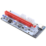 Card mở rộng PCI-E USB 3.0 PCE164P-N06 VER008S từ 1x sang 16x PCI-E, Adapter nguồn SATA 15 chân, nguồn 6 chân + 4 chân, cáp USB 60cm, VER008S màu đỏ