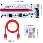 Card mở rộng PCI-E USB 3.0 PCE164P-N06 VER008S từ 1x sang 16x PCI-E, Adapter nguồn SATA 15 chân, nguồn 6 chân + 4 chân, cáp USB 60cm, VER008S màu đỏ