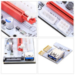 Card mở rộng PCI-E USB 3.0 PCE164P-N06 VER008S từ 1x sang 16x PCI-E, Adapter nguồn SATA 15 chân, nguồn 6 chân + 4 chân, cáp USB 60cm, VER008S màu đỏ