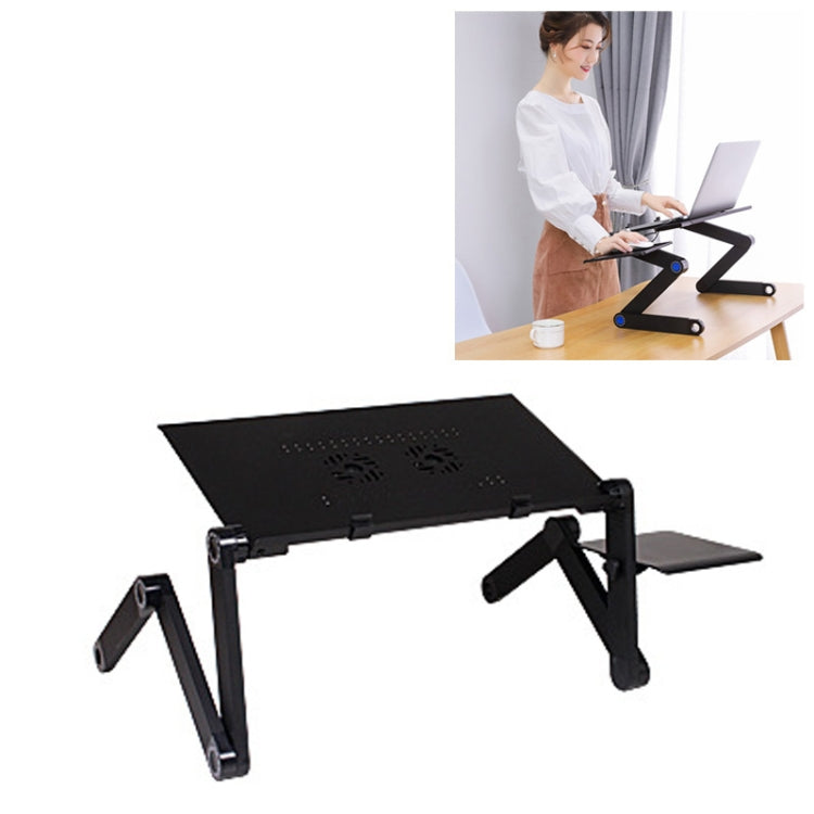 Giá đỡ bàn hợp kim nhôm gập gọn điều chỉnh 360 độ di động kèm hai quạt CPU & tấm lót chuột cho Laptop / Notebook, Kích thước bàn: 420mm x 260mm, 420 x 260mm