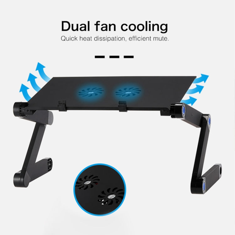 Giá đỡ bàn hợp kim nhôm gập gọn điều chỉnh 360 độ di động kèm hai quạt CPU & tấm lót chuột cho Laptop / Notebook, Kích thước bàn: 420mm x 260mm, 420 x 260mm
