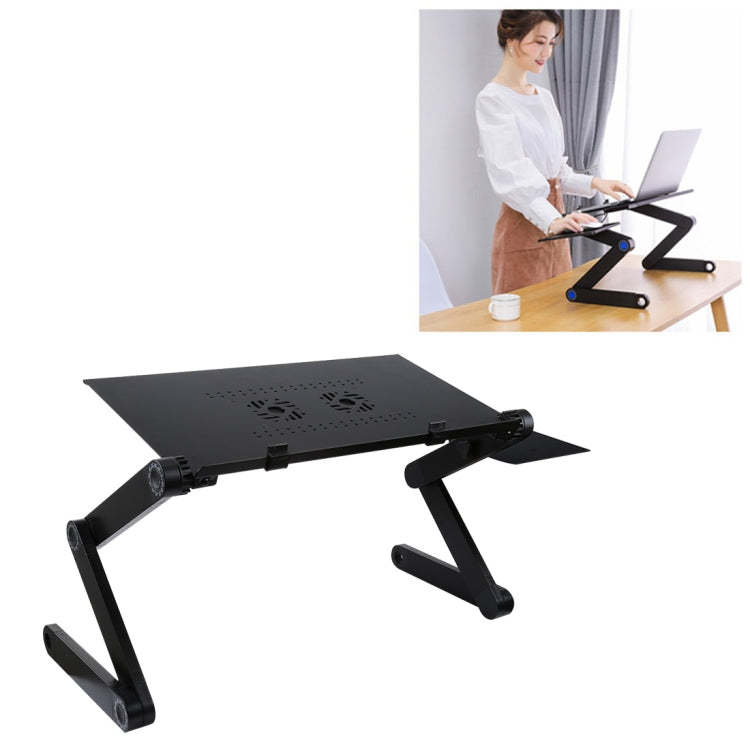 Giá đỡ bàn hợp kim nhôm gập gọn điều chỉnh 360 độ di động kèm hai quạt CPU & tấm lót chuột cho Laptop / Notebook, Kích thước bàn: 480mm x 260mm, 480 x 260mm