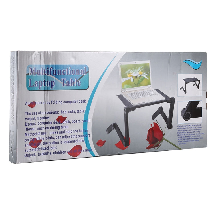 Giá đỡ bàn hợp kim nhôm gập gọn điều chỉnh 360 độ di động kèm hai quạt CPU & tấm lót chuột cho Laptop / Notebook, Kích thước bàn: 480mm x 260mm, 480 x 260mm