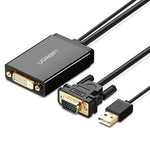 Cáp Bộ Chuyển Đổi UGREEN MM119 VGA sang DVI (24+1) Đầu Đực sang Đầu Cái 1080P Full HD cho Máy Tính, PC, Laptop, HDTV, Máy Chiếu, Card Đồ Họa DVD và Các Thiết Bị VGA / DVI Hỗ Trợ, Chiều Dài Cáp: 50cm