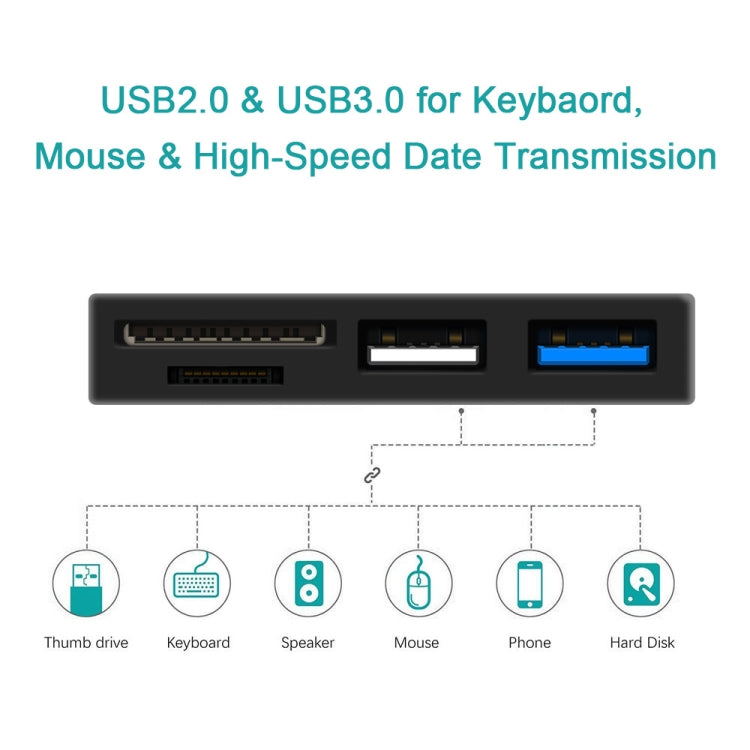 Hub giao diện ROCKETEK RT-SGO727 USB 3.0 + USB 2.0 + Micro USB cho Microsoft Surface Go, có 2 khe thẻ TF & SD, RT-SGO727