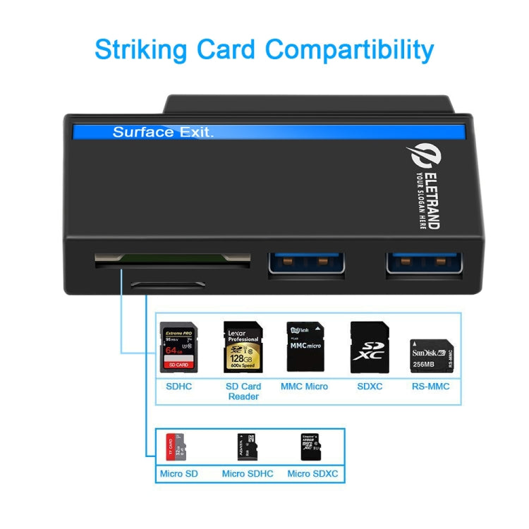 ROCKETEK RT-SGO737 Hub giao diện 2 USB 3.0 + Micro USB cho Microsoft Surface Go, với 2 khe thẻ TF & SD, RT-SGO737