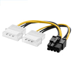 Cáp nguồn card đồ họa 18cm hình chữ Y 8 chân PCI Express sang đôi 4 chân Molex, 8 chân cái sang đôi 4 chân đực